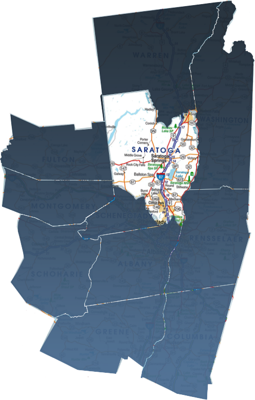 Saratoga County, Capital Region, NY A map of Saratoga County, NY, isolated within the Capital Region real estate market.