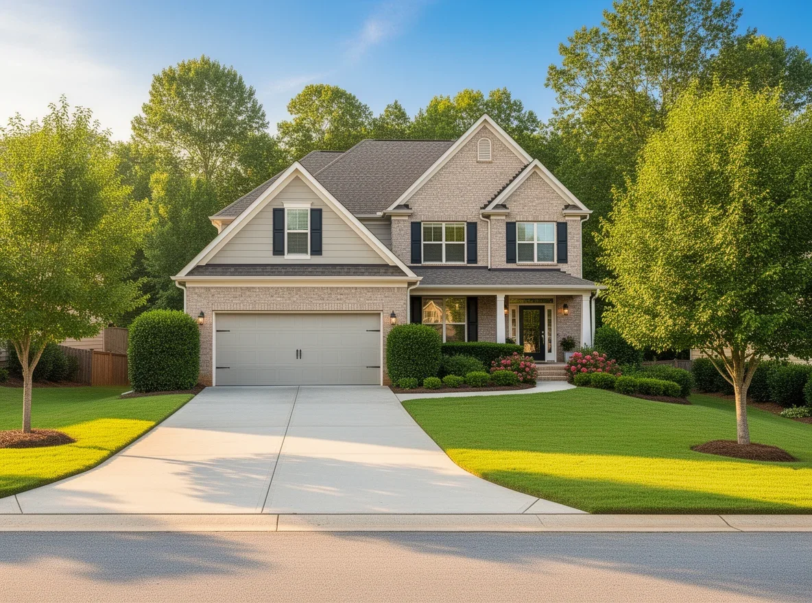 Freshly prepped home exterior and landscaping in Dunwoody