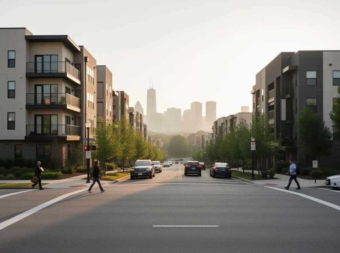 Atlanta neighborhood lifestyle with skyline in the distance