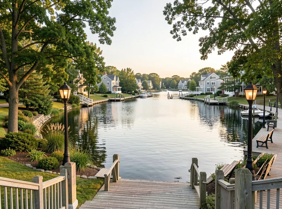 Quiet waterfront scene in Pembroke
