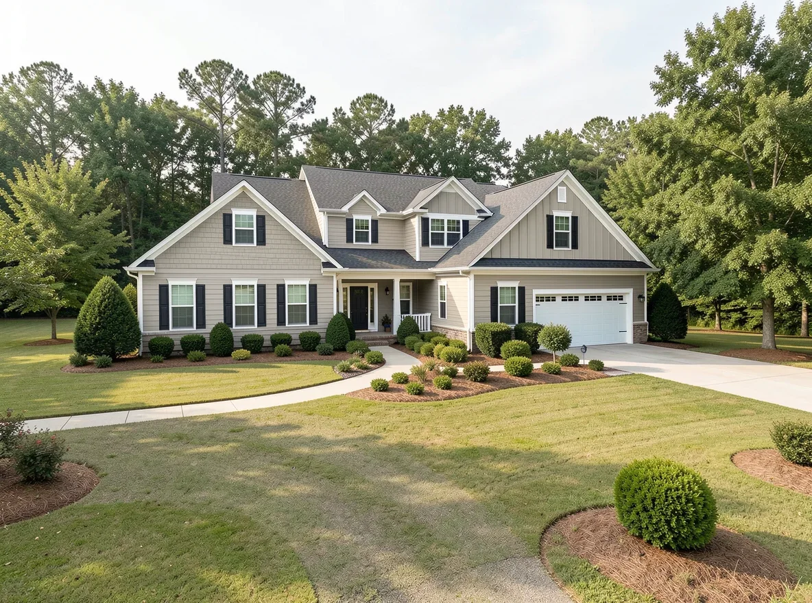 Homes with spacious lots in a quiet North Carolina neighborhood