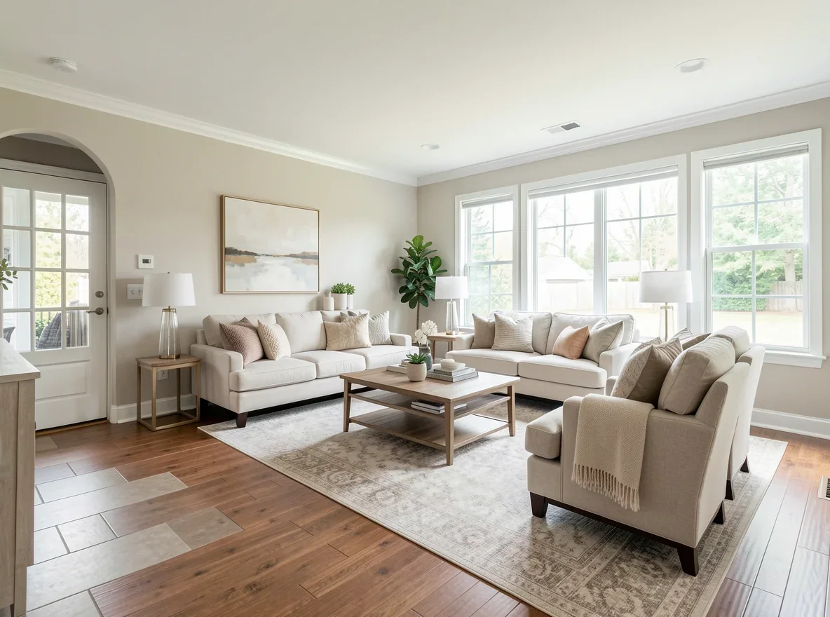 Staged living room ready for listing