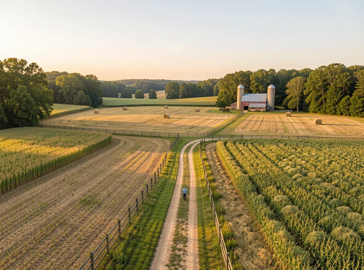 Farmland landscape in Fayette County, Tennessee