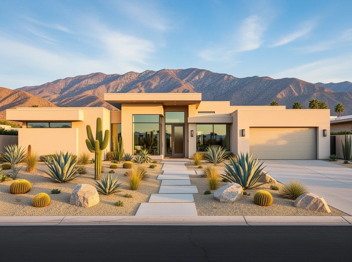 Contemporary desert home exterior in Rancho Mirage