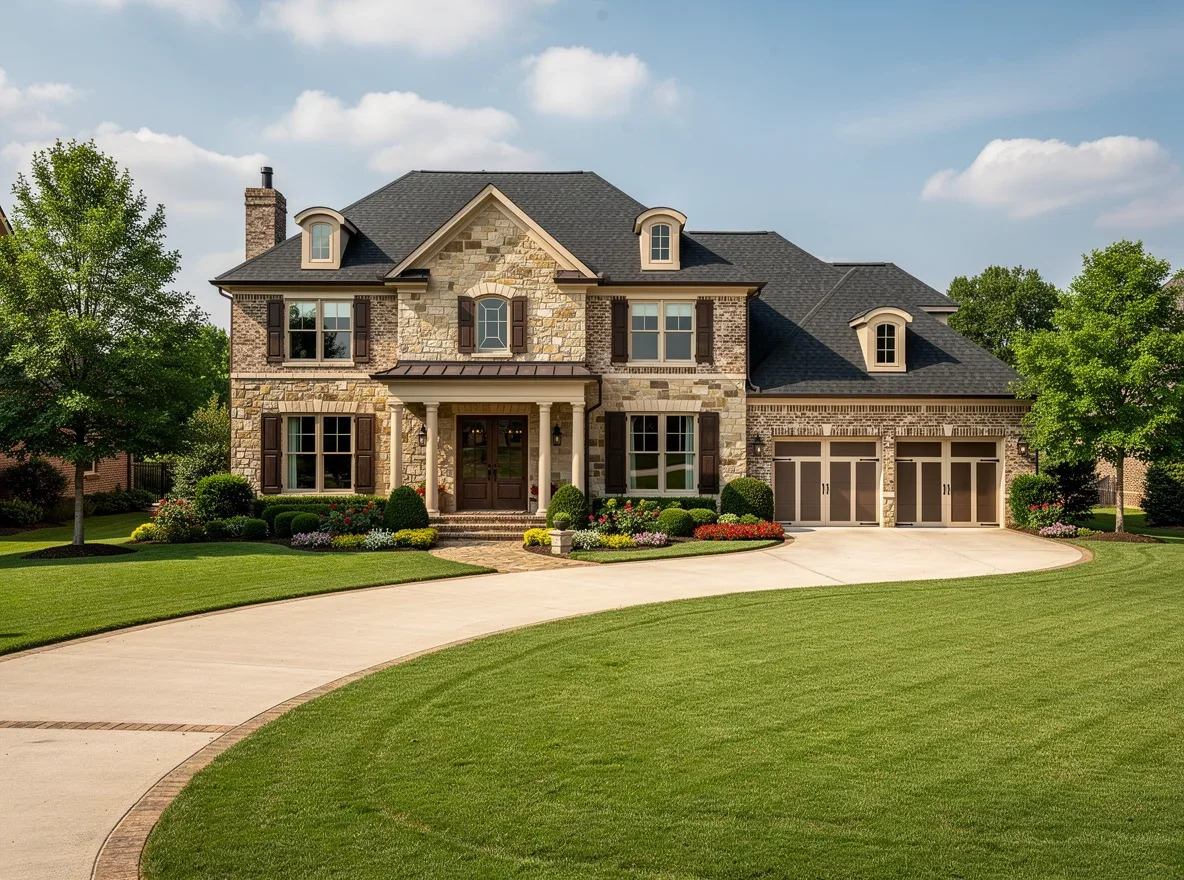 Upscale home exterior with manicured landscaping in Brentwood, Tennessee
