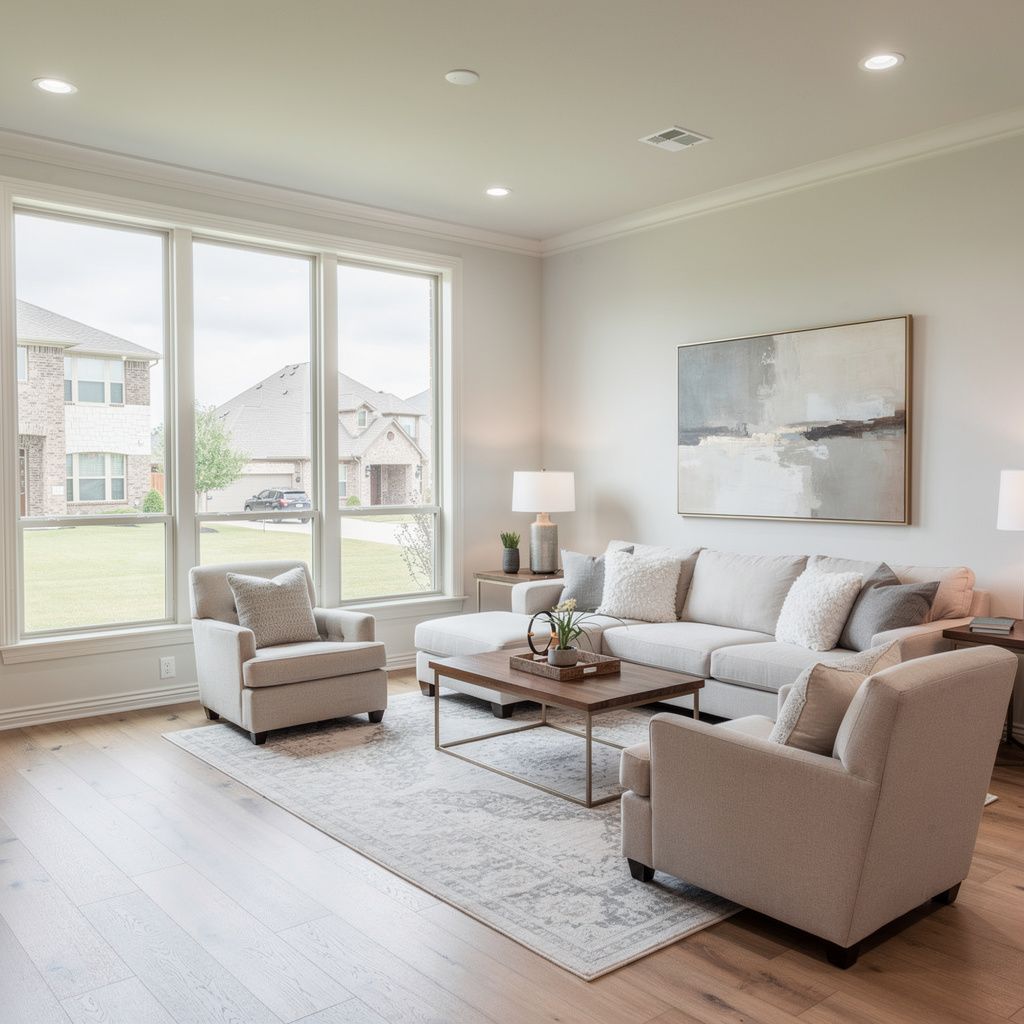 Elegant living room interior in a Keller, Texas home