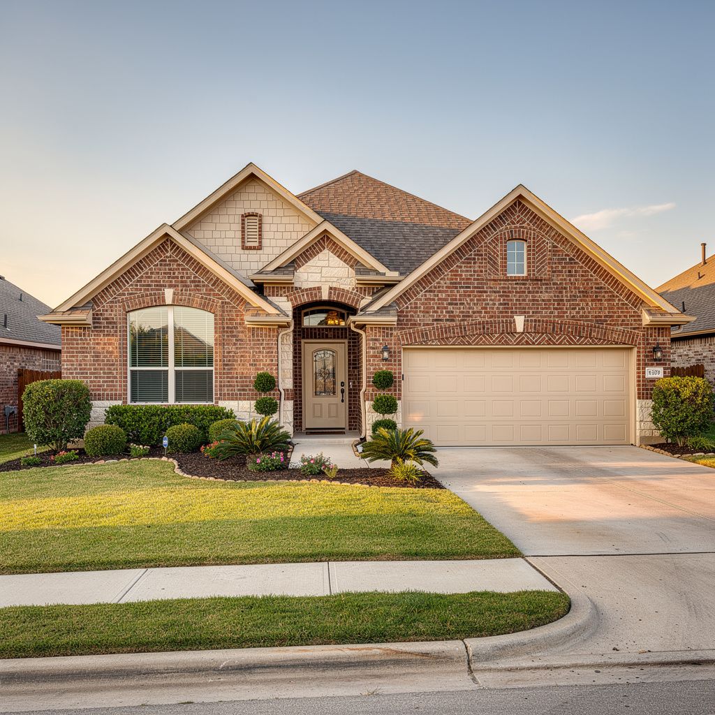 Well-kept brick home exterior with landscaping in Fort Worth, Texas