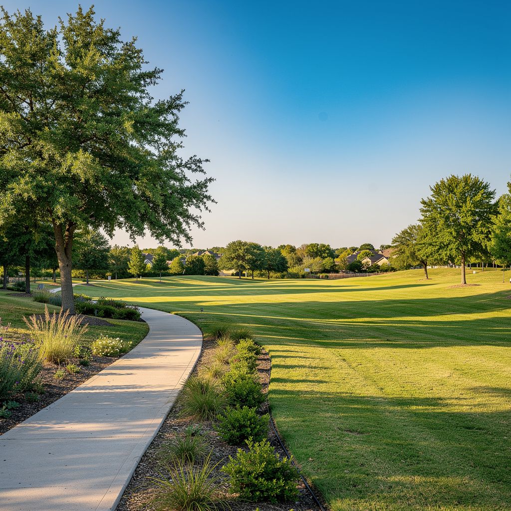 Peaceful park and walking trail in Keller, Texas