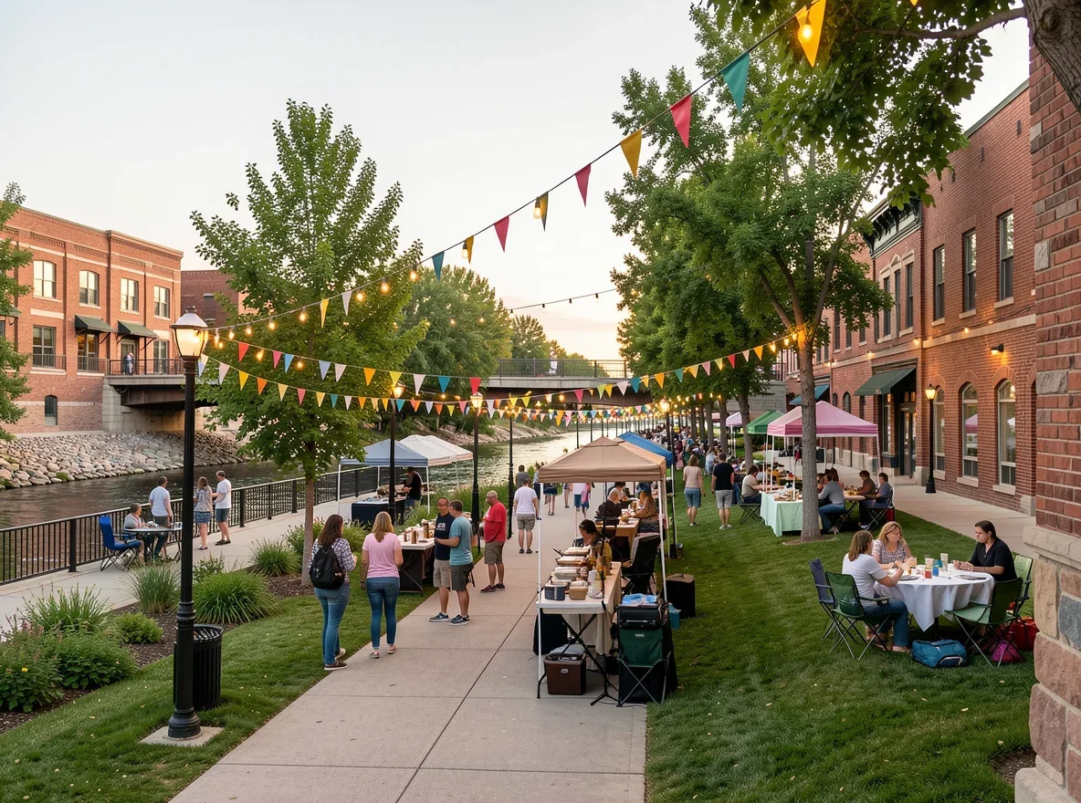 Community scene near the river in Pueblo