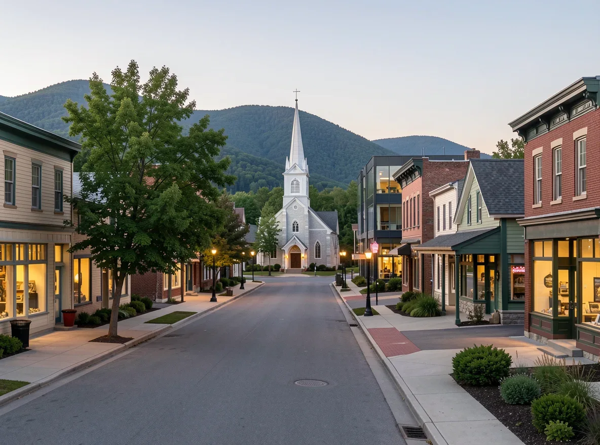 Village streetscape in Lamoille County, Vermont