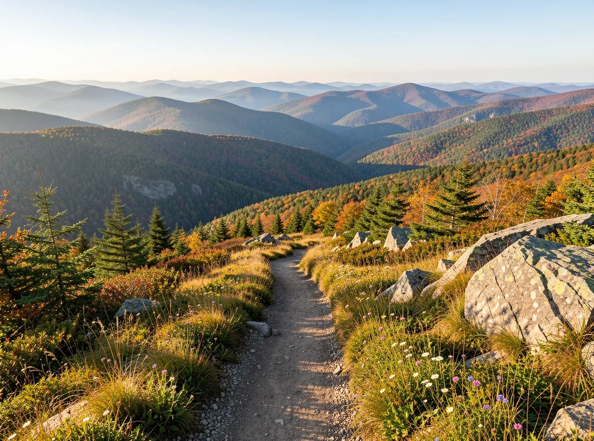 Mountain trail landscape near Caledonia County, Vermont