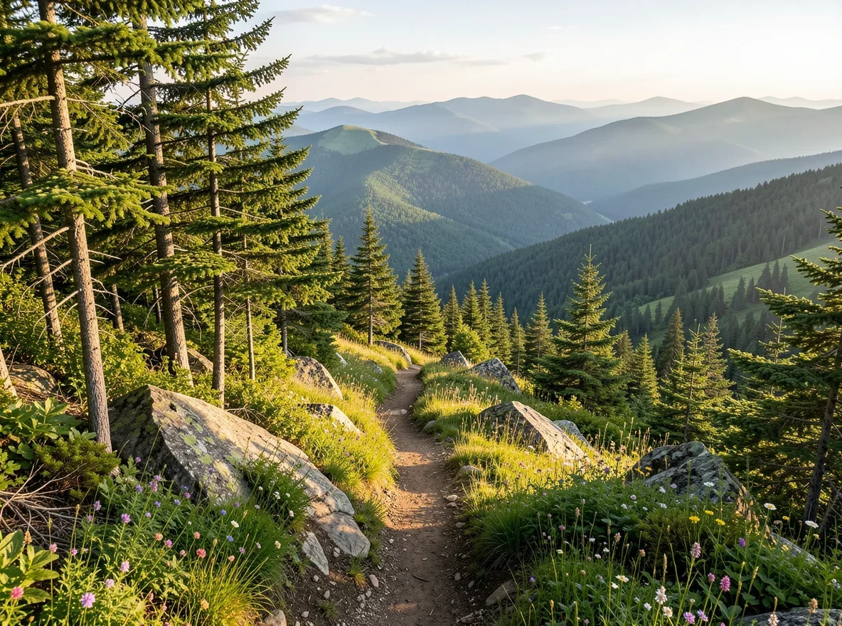 Mountain trail recreation in Washington County, Vermont