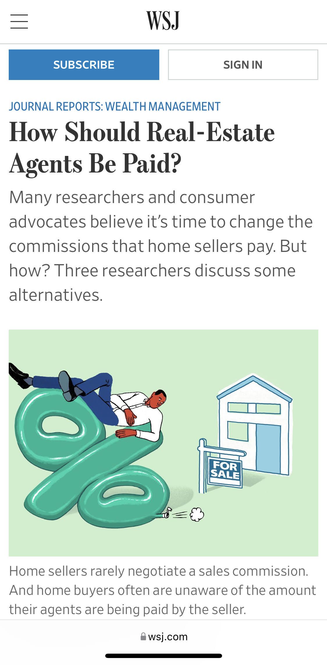 WSJ - How Should Real-Estate Agents Be Paid?