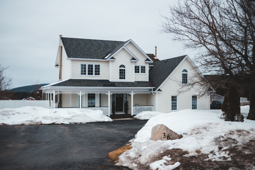 snow-covered house