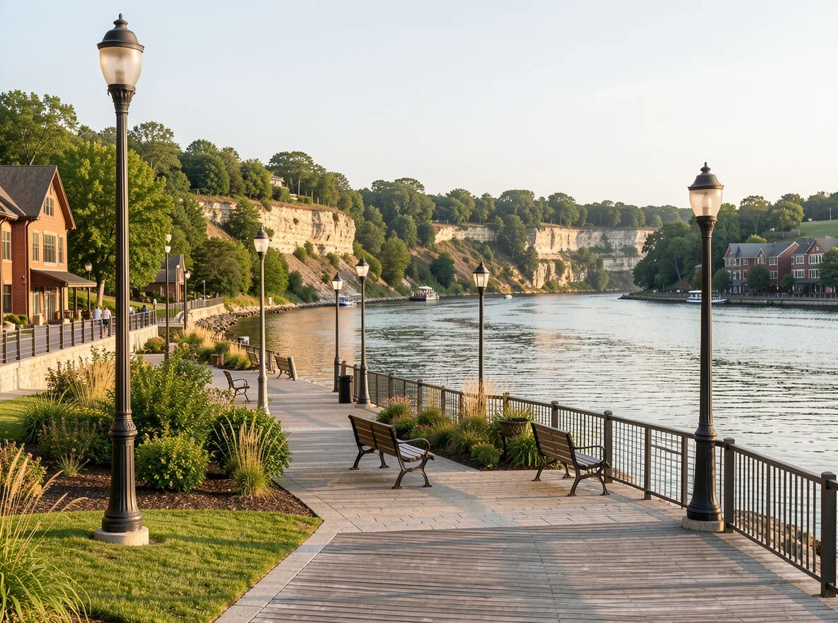 Scenic waterfront and bluffs near Peoria Heights
