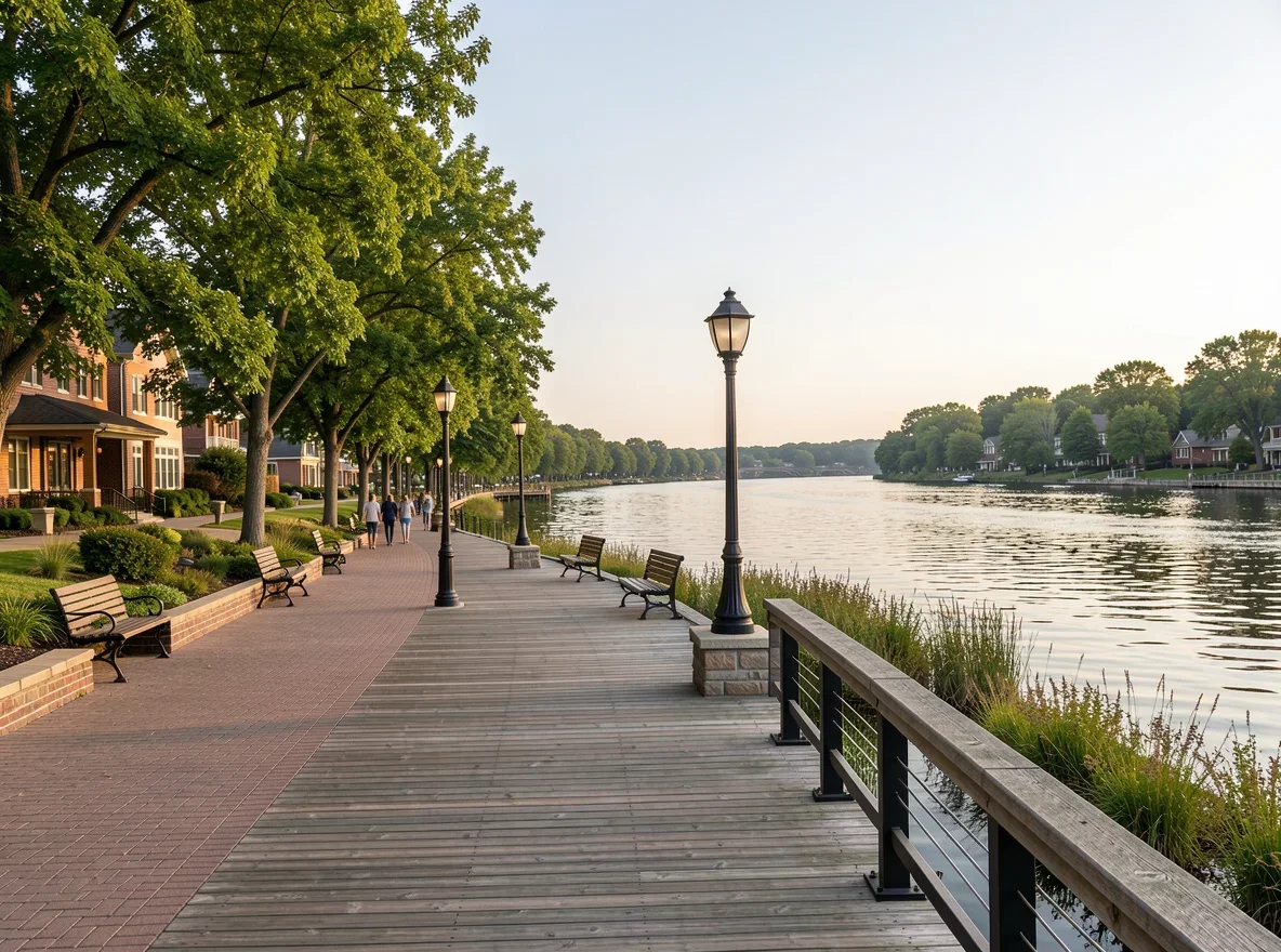 Scenic waterfront view in East Peoria