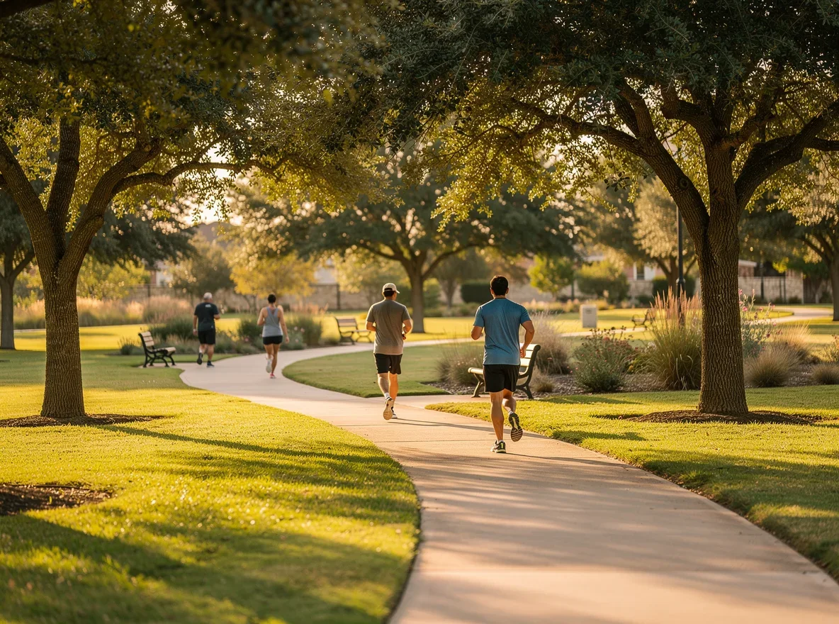 Community park trail in San Antonio on a sunny afternoon