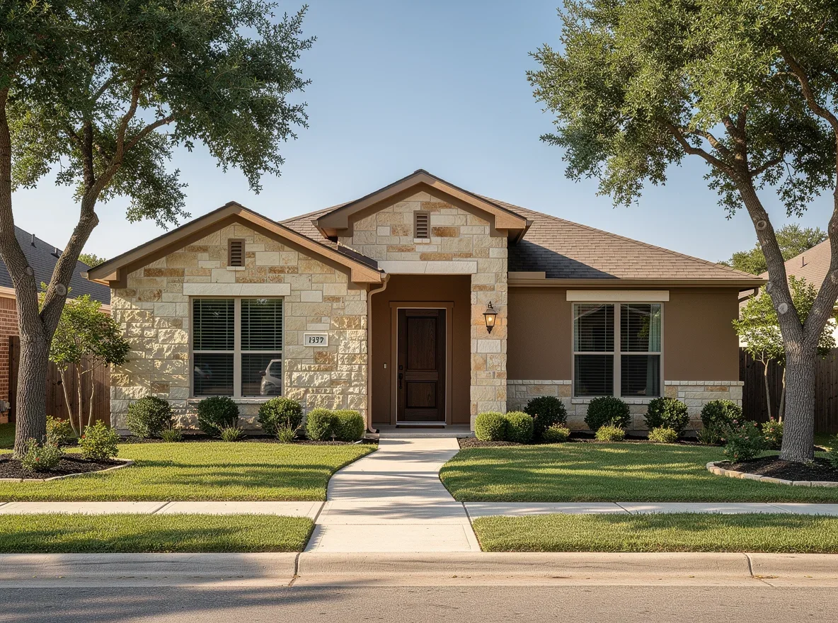 San Antonio home exterior with mature trees