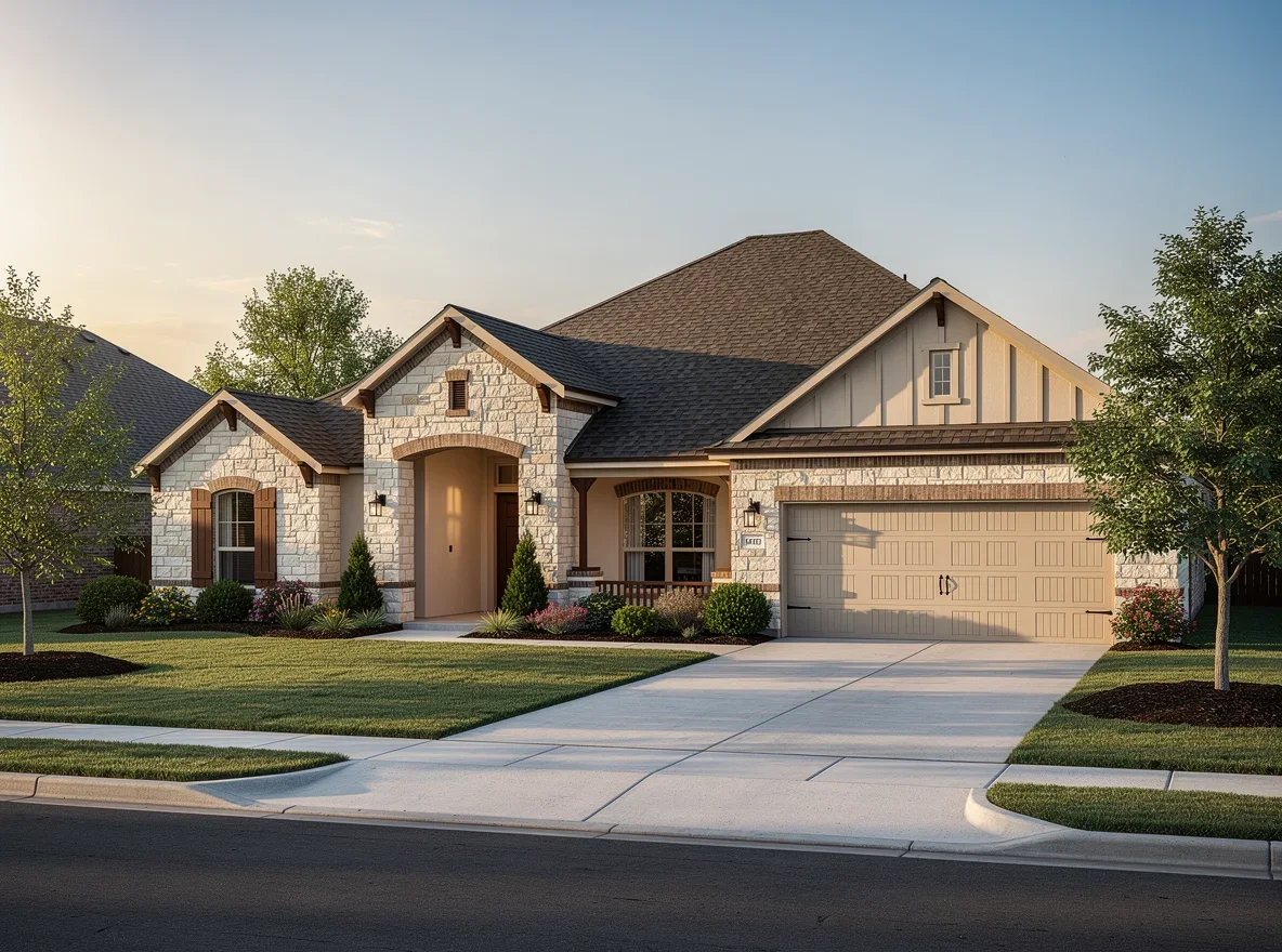 Stone-and-stucco home exterior in San Antonio