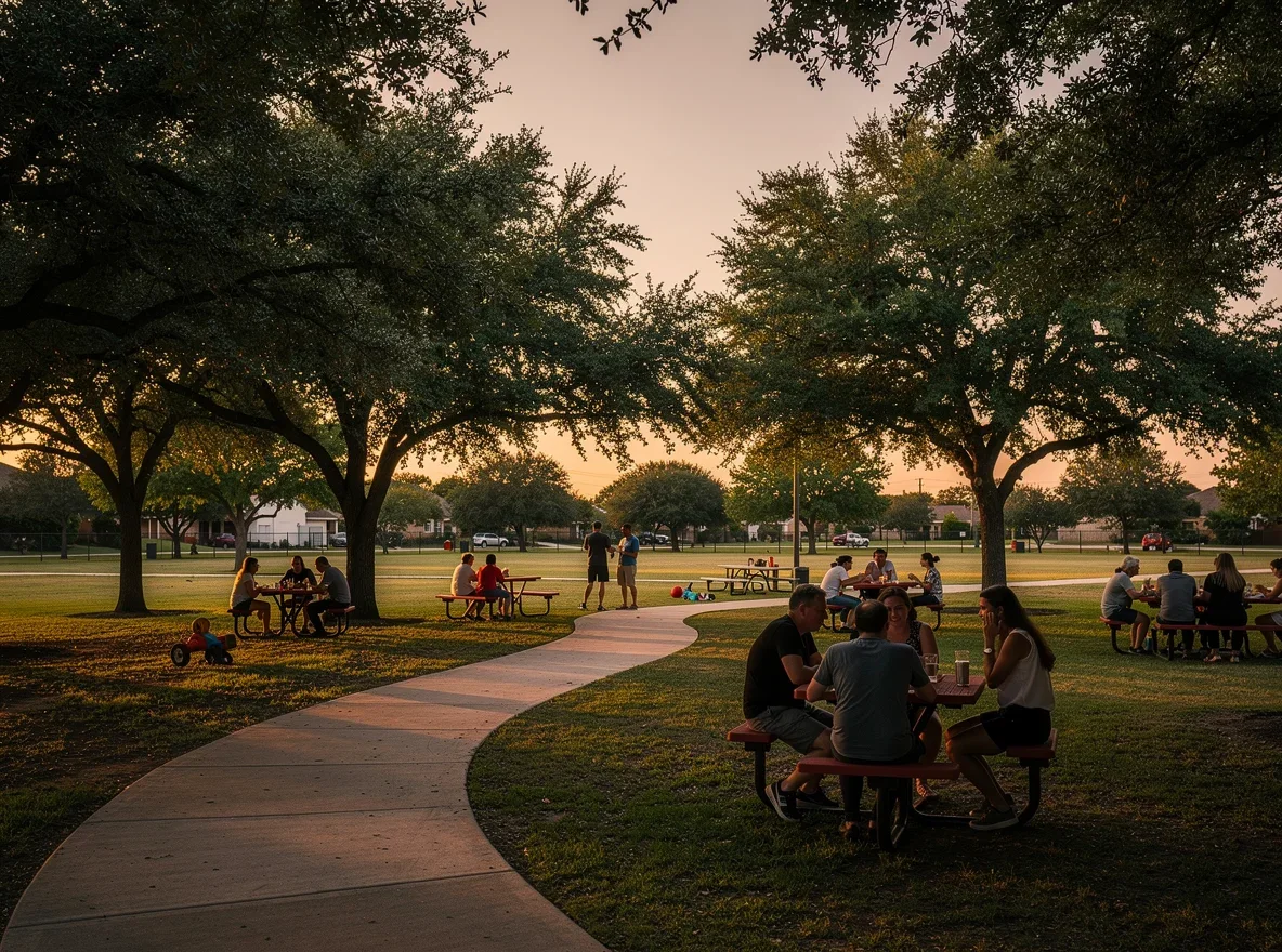 Neighborhood lifestyle scene at a San Antonio park