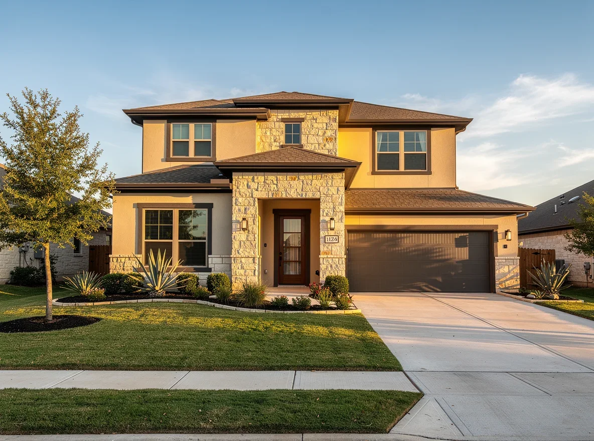 San Antonio home exterior with tidy landscaping