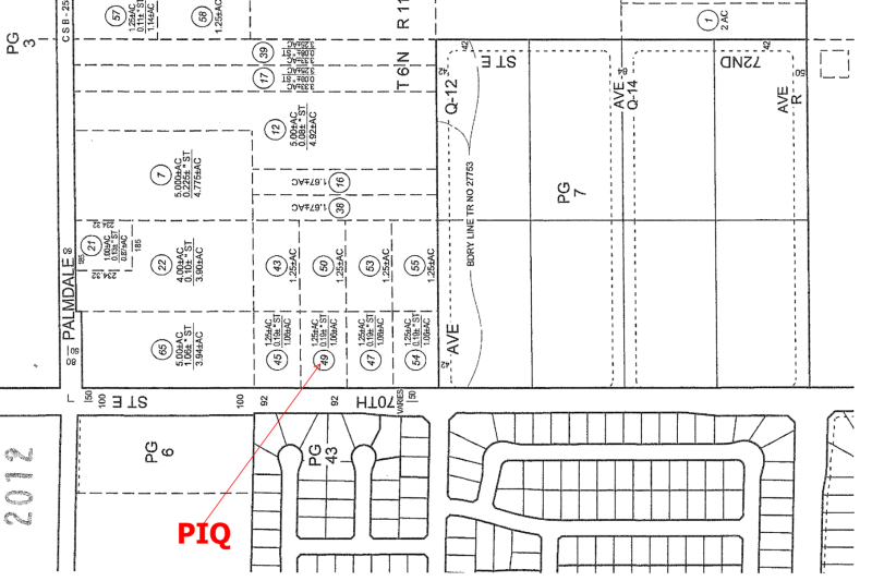 70th St E Near Avenue Q10 - Palmdale Land Plat Map