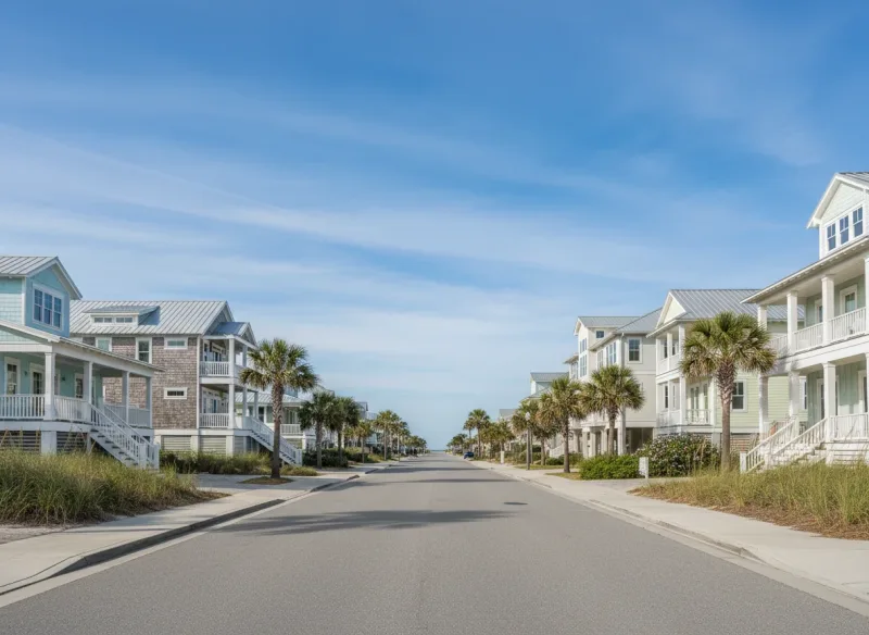 Residential street with mature trees in Jacksonville