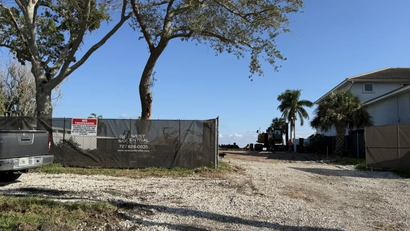 Cleared lot and drainage work underway in Shore Acres neighborhood (2025)