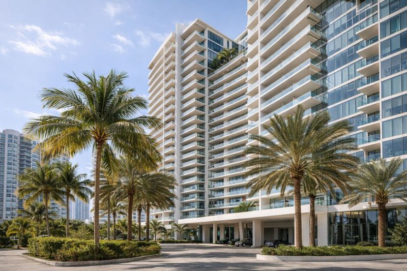 Luxury home exterior with tropical landscaping in Miami Shores