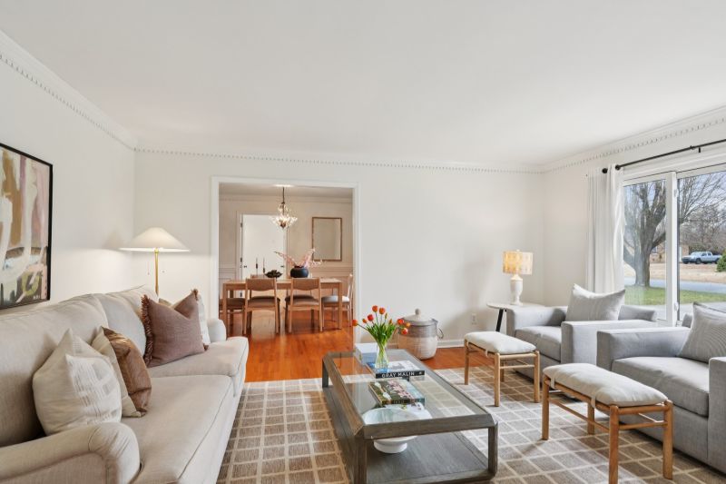 Bright living room with natural light in established Charlotte neighborhood