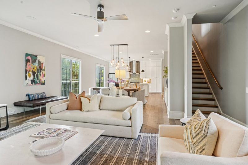 Dilworth Charlotte condo Bright open living area inside Dilworth Charlotte condo designed for low-maintenance living