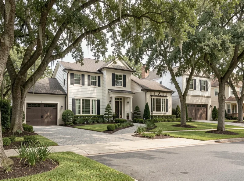 Distinctive homes on a tree-lined Houston street