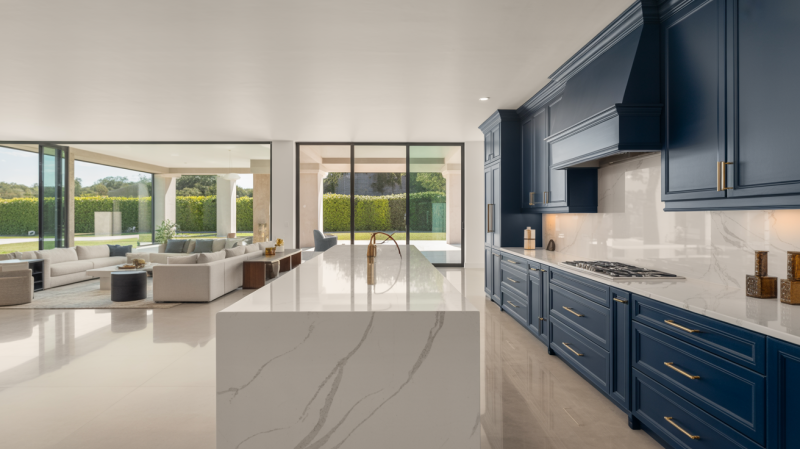 Luxury Austin interior with navy and gold finishes