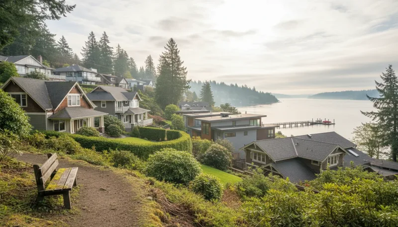 Queen Anne hilltop residential street with classic homes