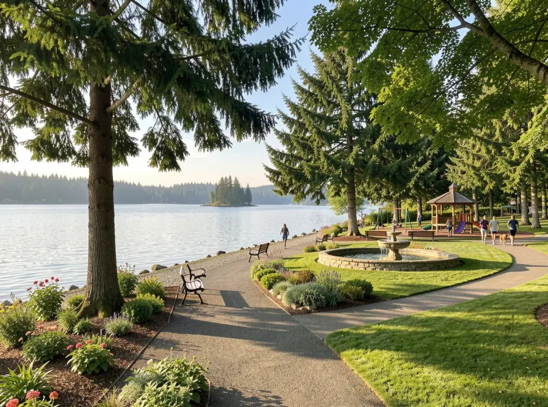 Mercer Island lakeside park and shoreline trail