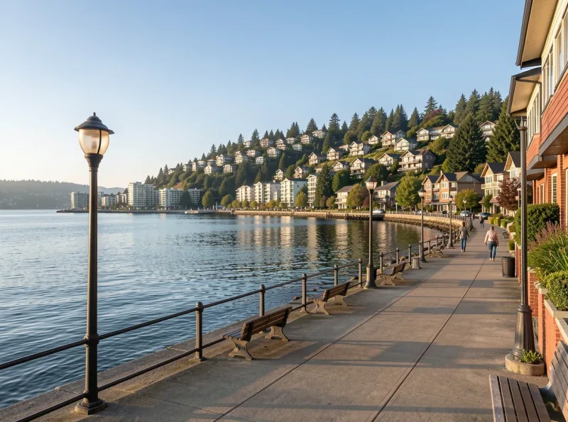 West Seattle shoreline and neighborhood view
