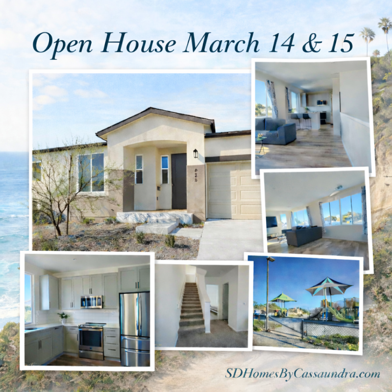 Open house image for 5270 San Bernardo Terrace in San Diego CA featuring a 3 bedroom 3 bathroom home near La Paz Mini Park