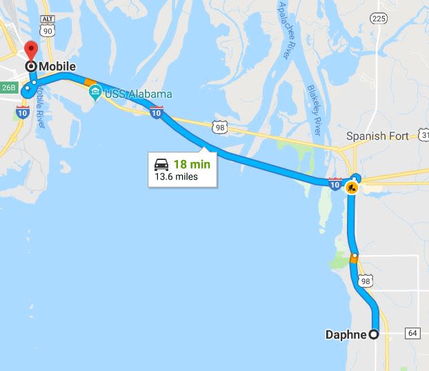Daphne Map to Mobile