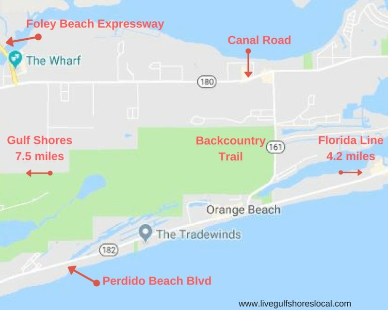 Orange Beach Commute Map