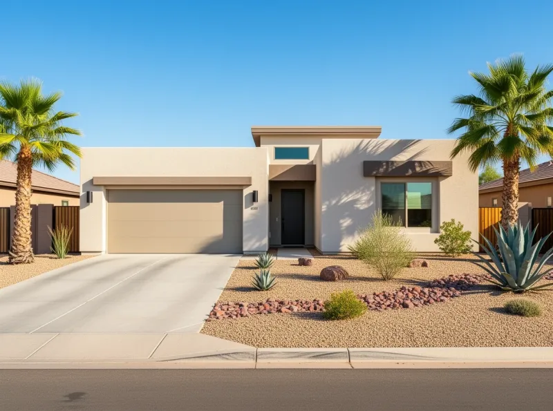 Modern home exterior with desert landscaping in Gilbert, Arizona