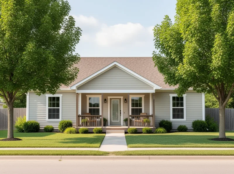 Front-porch home exterior in Lyndon, Kansas