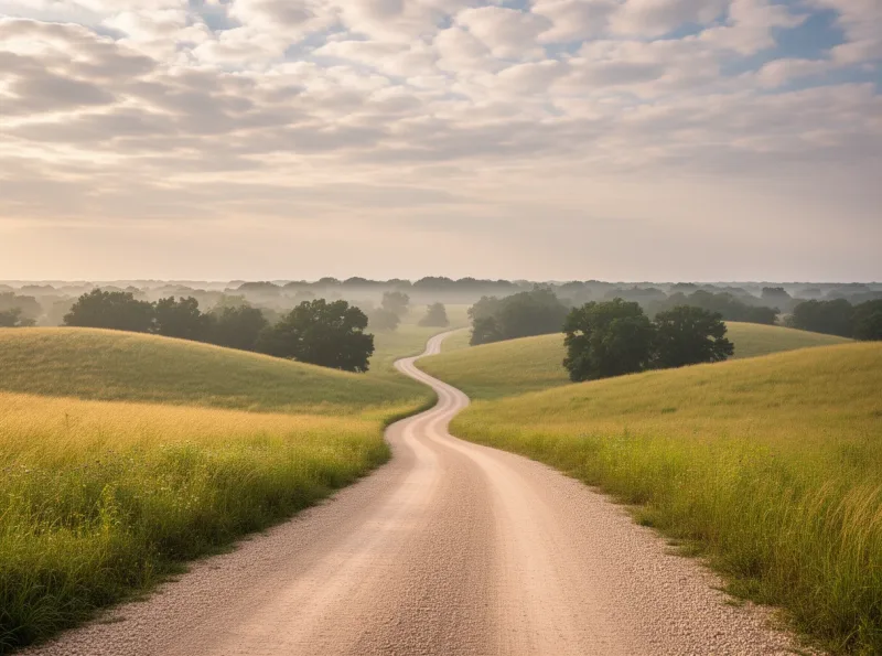 Prairie landscape and open sky near Carbondale, Kansas