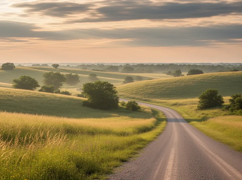 Prairie landscape and open sky near Lyndon, Kansas