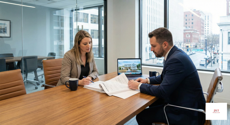 Real estate agents negotiating a home sale contract on behalf of a Marysville Ohio seller