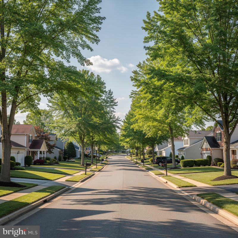 Tree-lined neighborhood street in Marlton, New Jersey