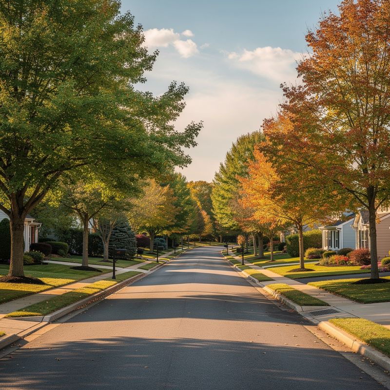 Tree-lined neighborhood street in Medford, New Jersey