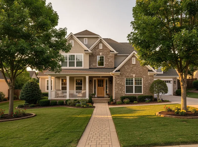 Classic home exterior with porch and landscaping in Franklin, Tennessee