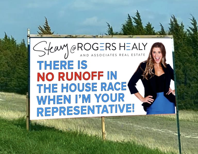 Alternate parody banner of Steavy Carter promoting home buying with wit — standout marketing message.