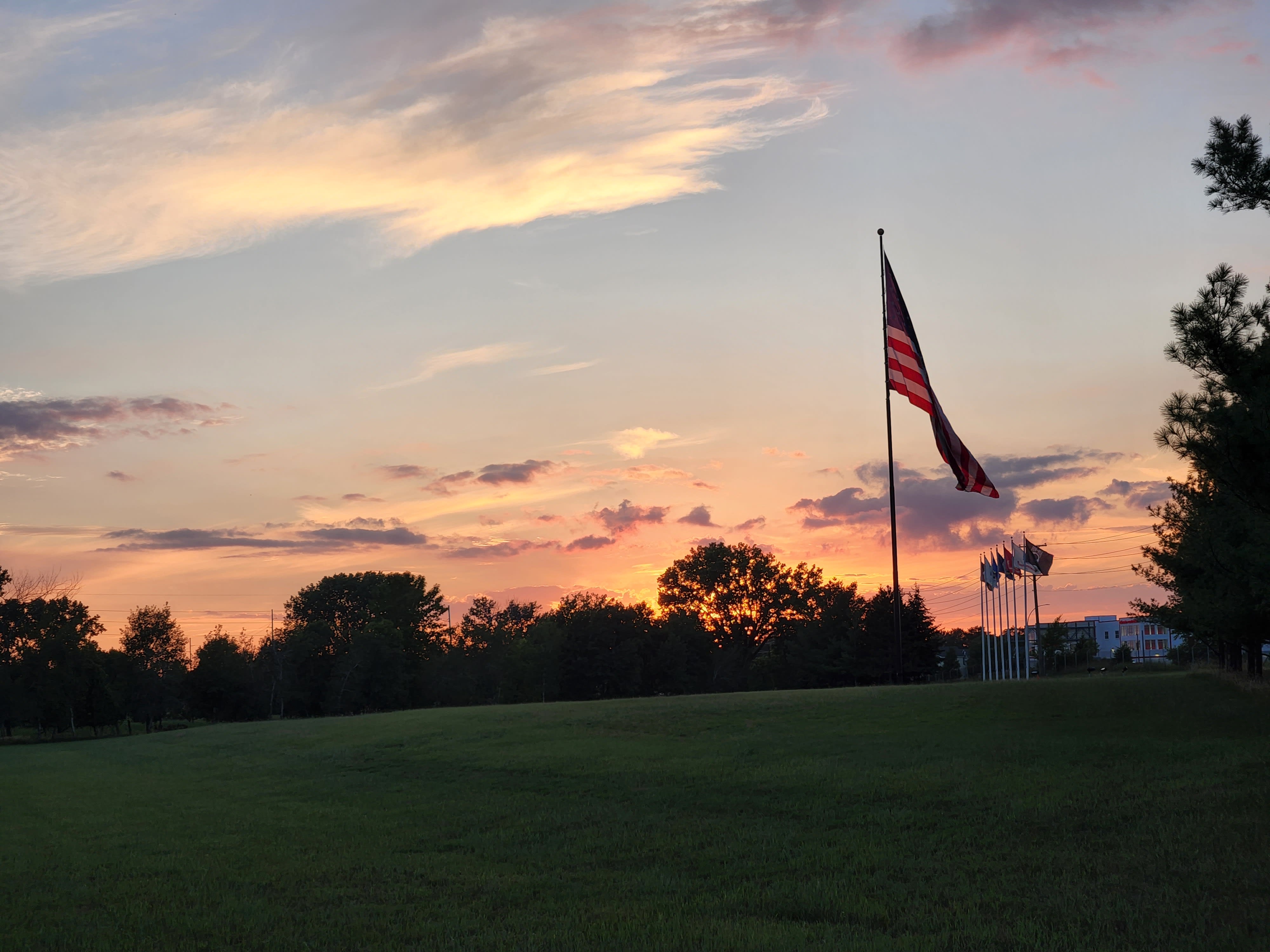 Anoka Homes For Sale Flag display in Anoka at sunset
