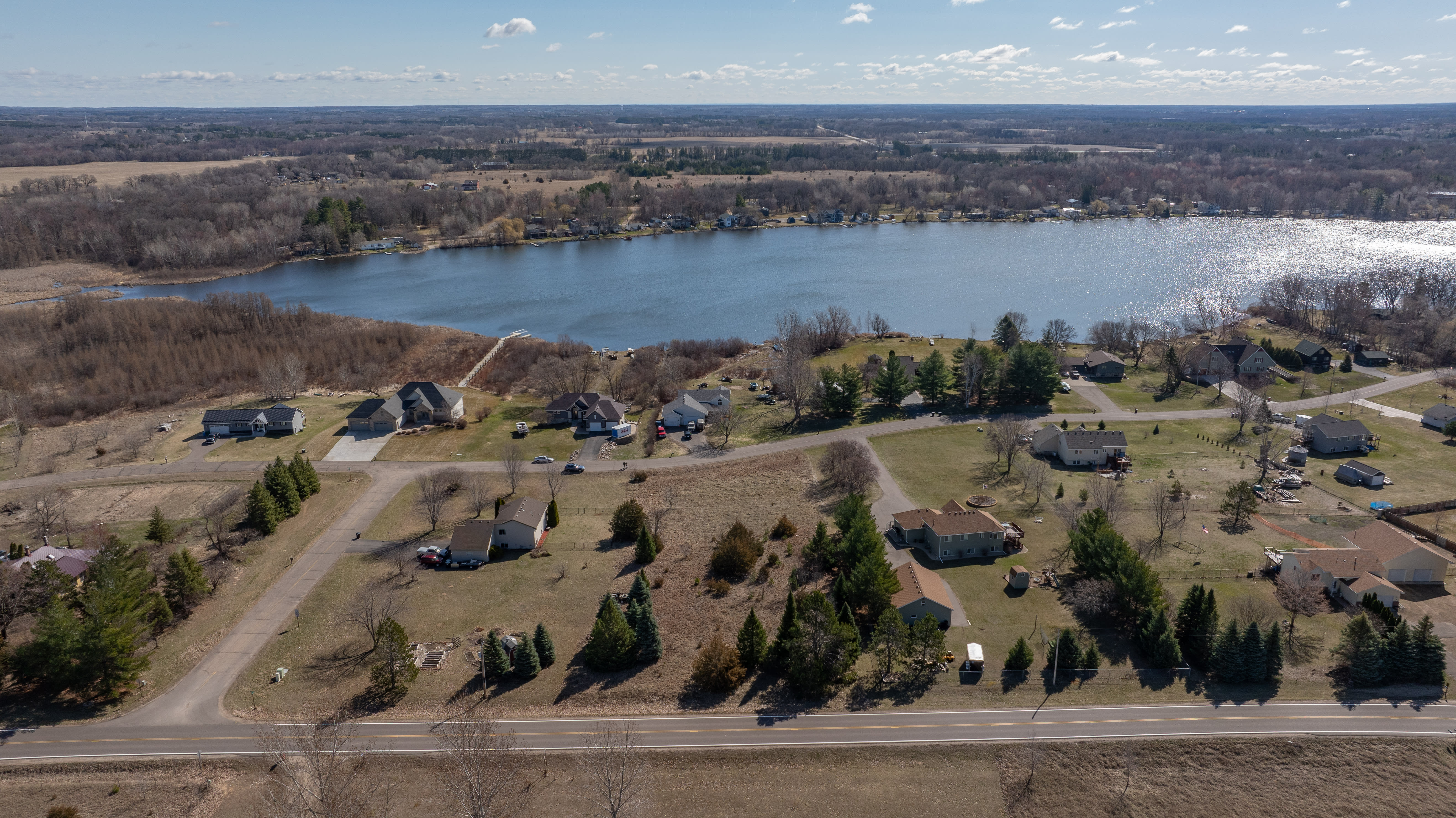 Long lake aerial view in Isanti